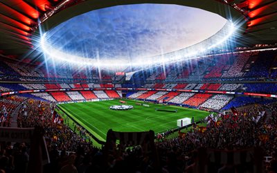 Wanda Metropolitano, 4k, modular show, football field, stands, Atletico Madrid stadium, Wanda Metropolitano inside, spanish stadiums, football, La Liga, Atletico Madrid, Spain, HDR