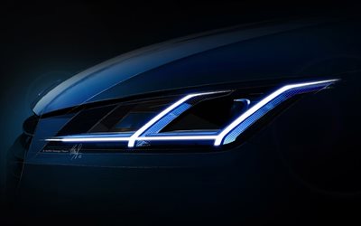 Audi, close-up, faros, ópticas LED