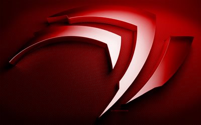 Nvidia red logo, creative, Nvidia 3D logo, red metal background, brands, artwork, Nvidia metal logo, Nvidia