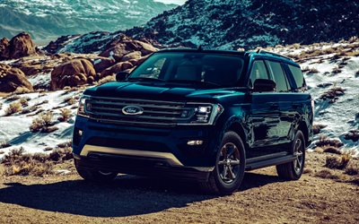 2022, Ford Expedition, 4k, front view, exterior, blue Ford Expedition, SUV, american cars, Ford
