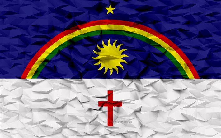 drapeau du pernambouc, 4k, états du brésil, fond de polygone 3d, texture de polygone 3d, jour de pernambouc, drapeau de pernambouc 3d, symboles nationaux brésiliens, art 3d, pernambouc, brésil
