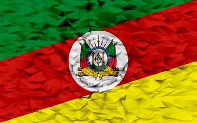 रियो ग्रांड डो सुल का ध्वज, 4k, ब्राजील के राज्य, 3 डी बहुभुज पृष्ठभूमि, रियो ग्रांड डो सुल ध्वज, 3 डी बहुभुज बनावट, रियो ग्रांड डो सुल का दिन, 3डी रियो ग्रांड डो सुल झंडा, ब्राजील के राष्ट्रीय प्रतीक, 3 डी कला, रियो ग्रांड डो सुल, ब्राज़िल