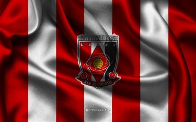4k, Urawa Red Diamond logo, red black silk fabric, Japanese football team, Urawa Red Diamond emblem, J1 League, Urawa Red Diamond, Japan, football, Urawa Red Diamond flag