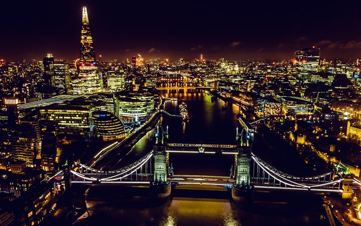 タワーブリッジ, テムズ川, 夜景, hdr, 街並み, ロンドンのランドマーク, イングランド, ロンドン, 英国, イギリス, 英語の都市, ロンドンの街並み, ロンドンのパノラマ