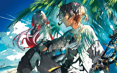 Blue Poison, Thorns, ArKnights, protagonists, beach, manga, ArKnights characters, Blue Poison ArKnights, Thorns ArKnights