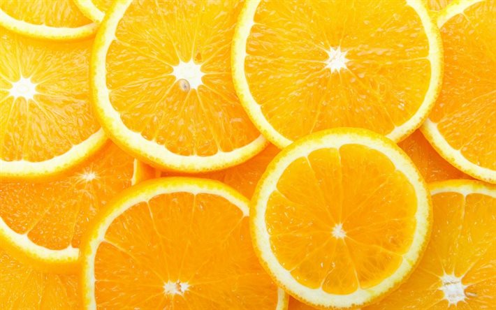 des oranges, des tranches de fruits