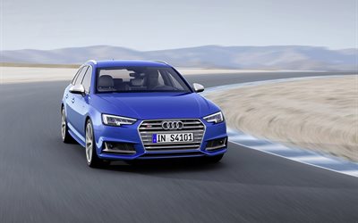 vitesse, 2017, Audi S4 Avant, de vitesse, de mouvement, de chemins de câbles
