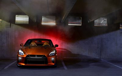 aparcamiento, supercars, 2017, el Nissan GT-R