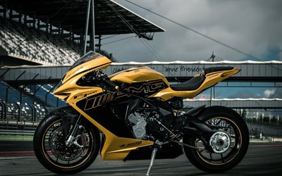 sportbikes, 2016, MV Agusta F3 800, AMG, yellow MV Agusta