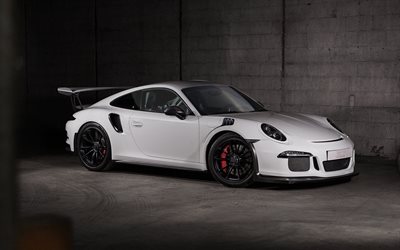 supercars, Techart, optimización de 2016, el Porsche 911 GT3 RS, blanco Porsche