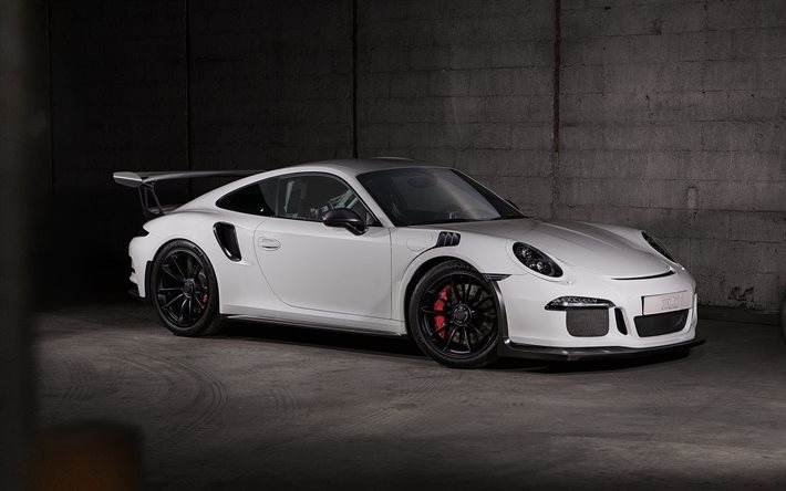 supercars, Techart, tuning, 2016, Porsche 911 GT3 RS, white Porsche