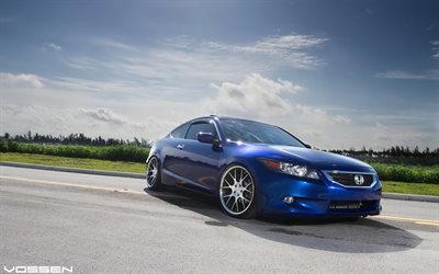 tuning, Vossen, road, Honda Accord Coupe, blue Accord
