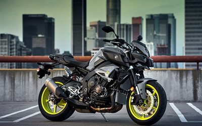 10 otopark, spor motosikleti, 2017, Yamaha GOOGLE, superbikes, siyah Yamaha