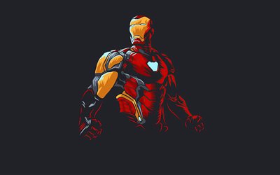 4k, iron man, sfondi grigi, supereroi, minimal, marvel comics, minimalismo di iron man, creativo, iron man 4k