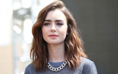 Lily Collins, american actress, portrait, american fashion model, photoshoot, blue dress, beautiful woman, Lily Jane Collins