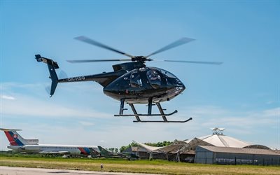 MD 500, multipurpose helicopters, civil aviation, black helicopter, aviation, MD Helicopters MD 500, pictures with helicopter, civil aircraft, Hughes 500, MD Helicopters