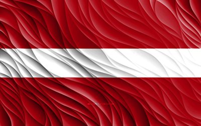 4k, latvian lippu, aaltoilevat 3d liput, euroopan maat, latvian päivä, 3d aallot, eurooppa, latvian kansalliset symbolit, latvia