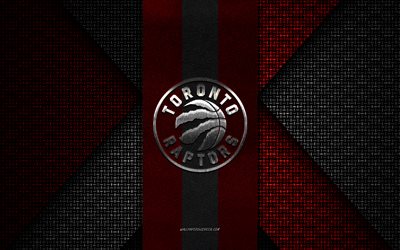 Toronto Raptors, NBA, red black knitted texture, Toronto Raptors logo, Canadian basketball club, Toronto Raptors emblem, basketball, Toronto, Canada, USA