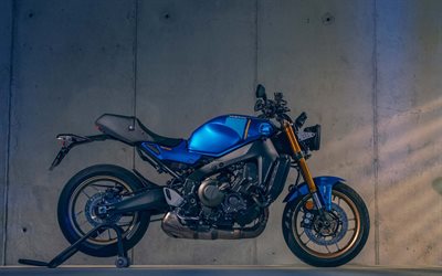 4k, yamaha xsr900, vue de côté, 2022 vélos, superbikes, bleu yamaha xsr900, 2022 yamaha xsr900, japonais motos, yamaha