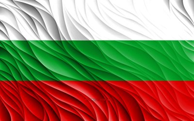 4k, Bulgarian flag, wavy 3D flags, European countries, flag of Bulgaria, Day of Bulgaria, 3D waves, Europe, Bulgarian national symbols, Bulgaria flag, Bulgaria