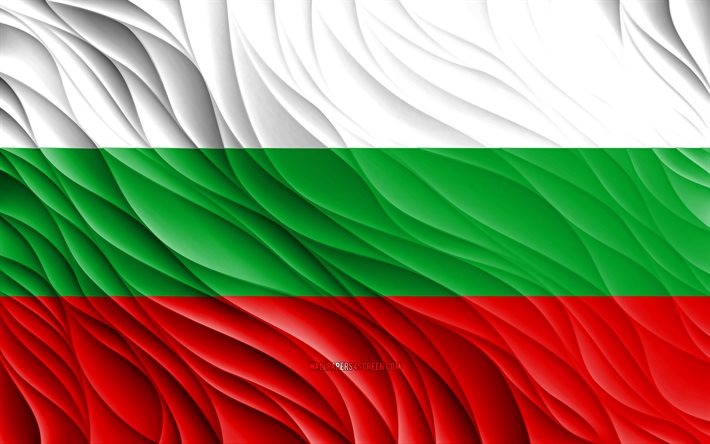 4k, 불가리아 국기, 물결 모양의 3d 플래그, 유럽 국가, 불가리아의 국기, 불가리아의 날, 3d 파도, 유럽, 불가리아 국가 상징, 불가리아
