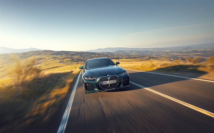 4k, Alpina D4 S Gran Coupe, motion blur, 2022 cars, highway, german cars, pictures with BMW, BMW