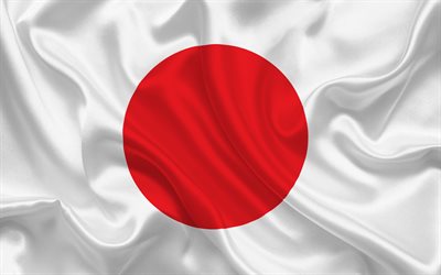 Japanese flag, Japan, national flags, silk flag, flag of Japan