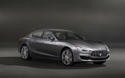 Maserati Ghibli GranLusso, 2018, Gümüş sedan, İtalyan arabaları, yeni Ghibli, Maserati