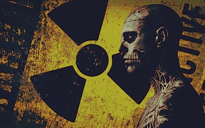 zombie boy, símbolo de radiación, zombie, tatuaje