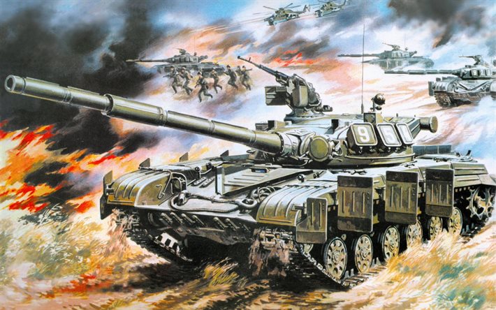 tanks, tank battle, war, t-64a