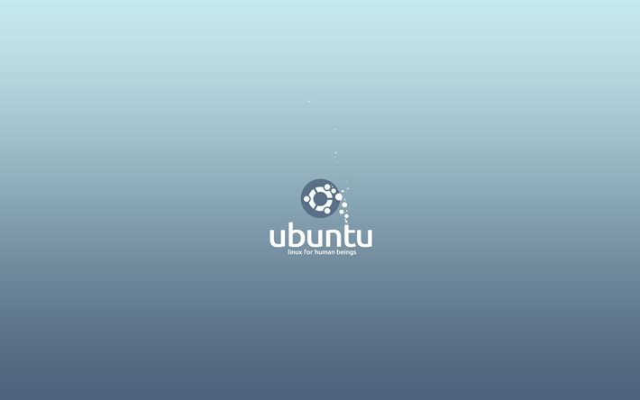 ubuntu, logotipo, fondo azul