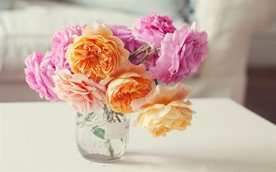 다채로운 장미, 미, 꽃다발