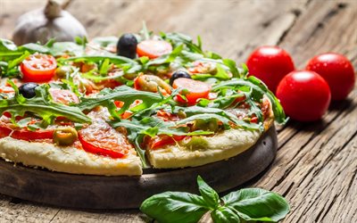 tomates, pizza, comida deliciosa