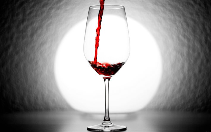 o fluxo de vinho, vidro, vinho tinto