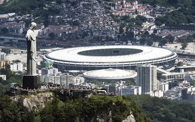 maracanã, rio de janeiro, the stadium, the statue of christ the redeemer, world cup 2014, corcovado mountain, football, brazil