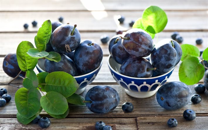 berries, fruit, plum, blueberries