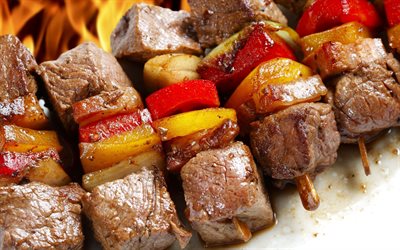 barbecue, kebab, carne alla griglia