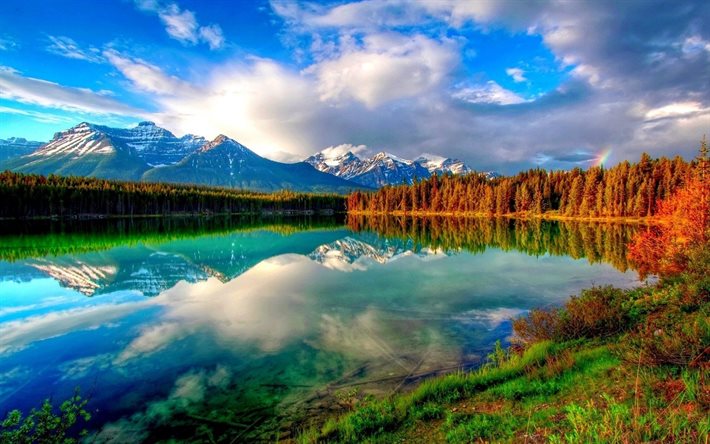 mountains, clear lake, forest, autumn, kista lake, gori