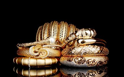 diamants, bracelet, bagues en or, des bijoux