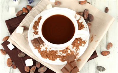 la tasse de chocolat, chocolat chaud, boissons sucrées, chocolat