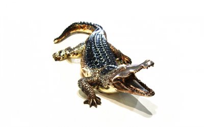 golden crocodile, golden alligator, jewelry