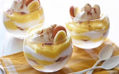 banana pudding, sweets, desserts