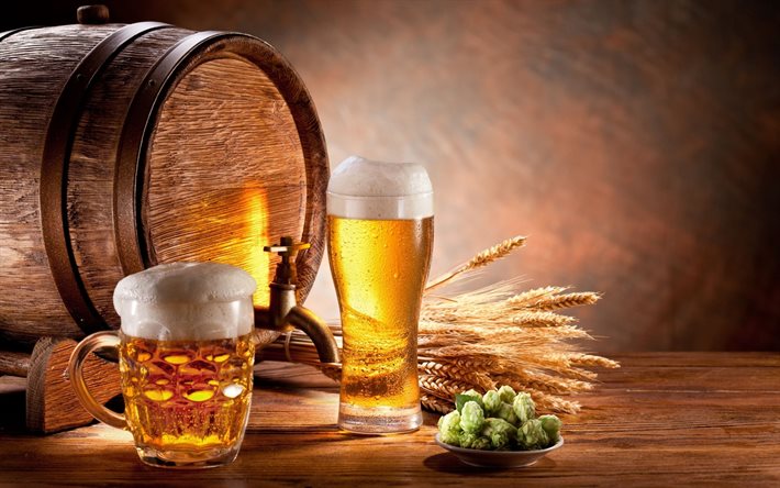 un tonneau de bière, de photos, de la bière, pivasik, le houblon