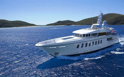 the white yacht, luxury, blue sky