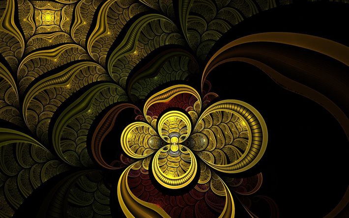 amarillo fractales, patrón fractal