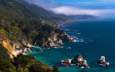 etats-unis, l'océan, du rock, de la californie, sur la côte, à côte, états-unis