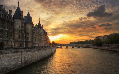 نهر السين, شروق الشمس, فرنسا, باريس