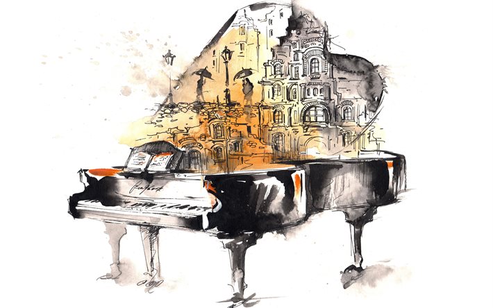 art, the piano, keys
