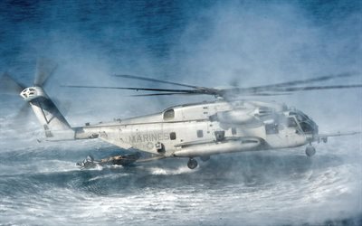 helicóptero de transporte, sikorski, sikorsky ch-53, garanhão do mar