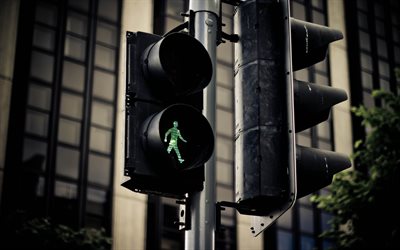 vihreä valo, liikennevalo, jalankulkutie